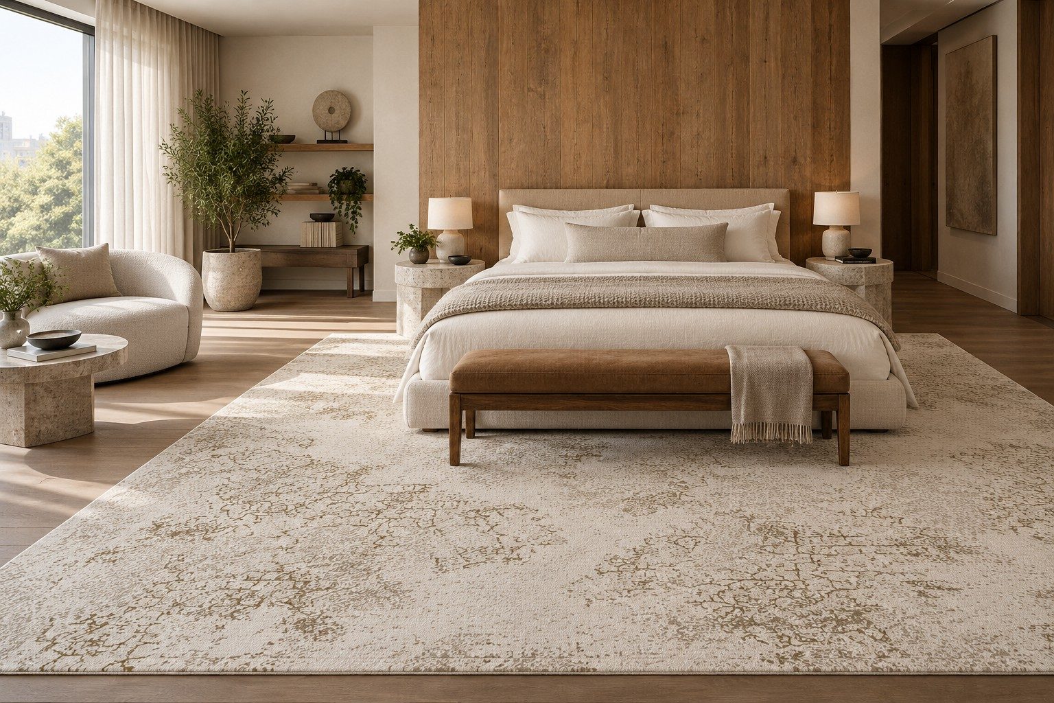 ligea visualisation, guest room with the design Lichen