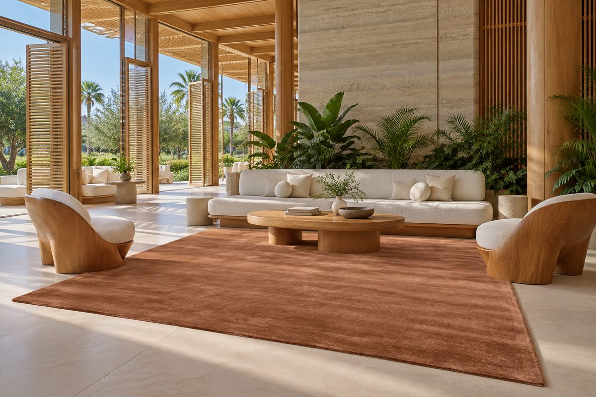 Plain · Tip-shear in Rust rug by ligea, visualisation for the trend Terracotta and rust