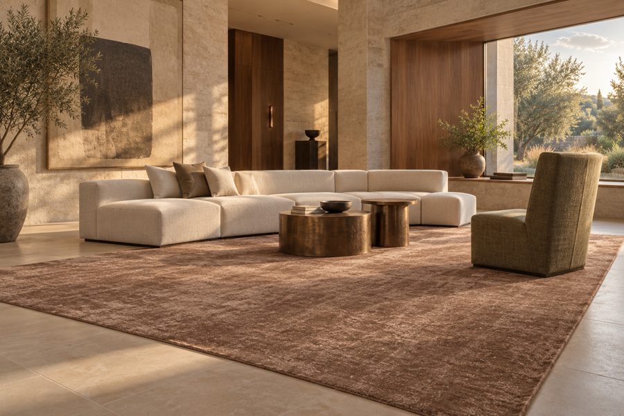 ligea visualisation of a lobby with a plain tip-sheared carpet in Clay