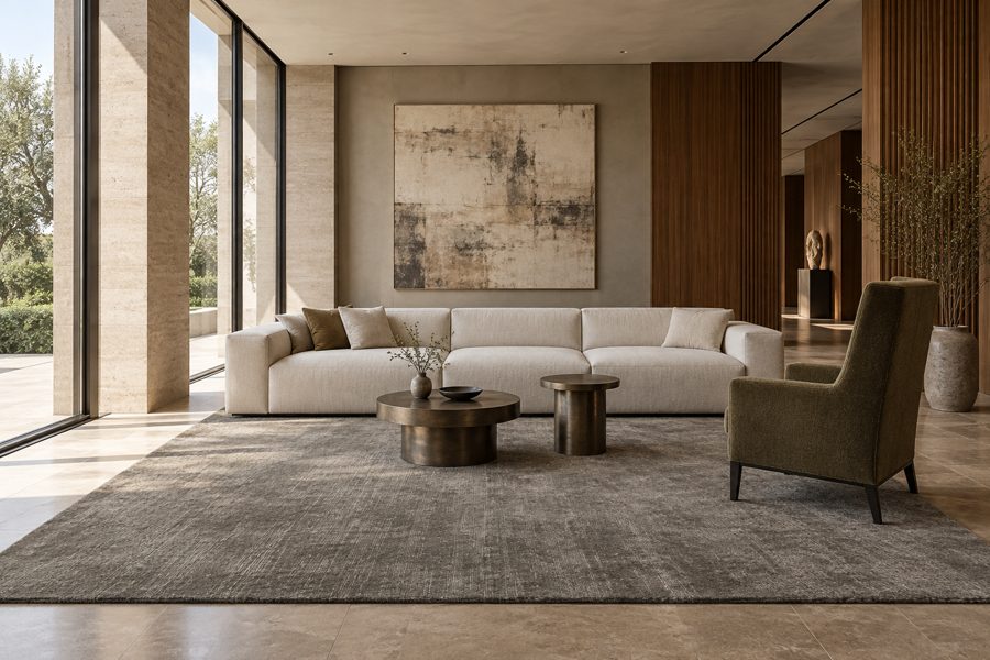 ligea visualisation of a lobby with a plain tip-sheared carpet in Pewter