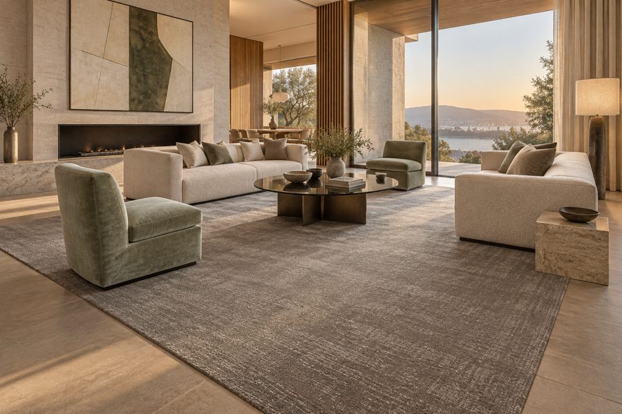 ligea visualisation of a suite with a plain tip-sheared carpet in Slate