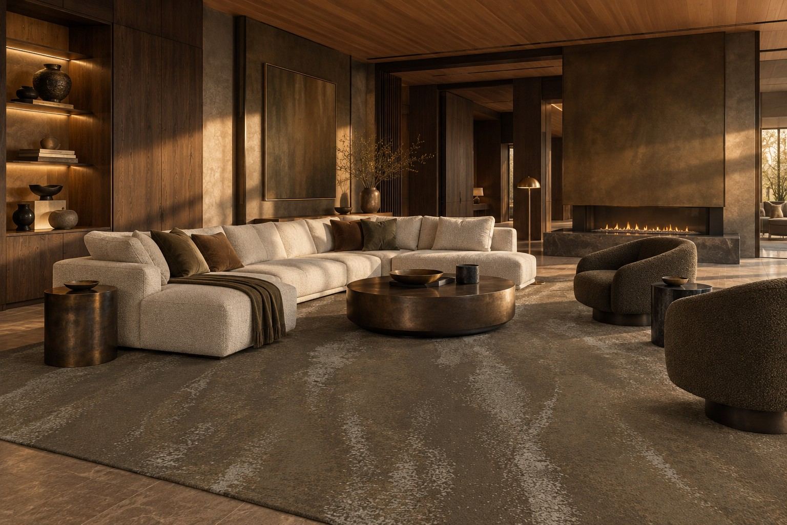 Bark rug by ligea in Bronze, lobby visualisation