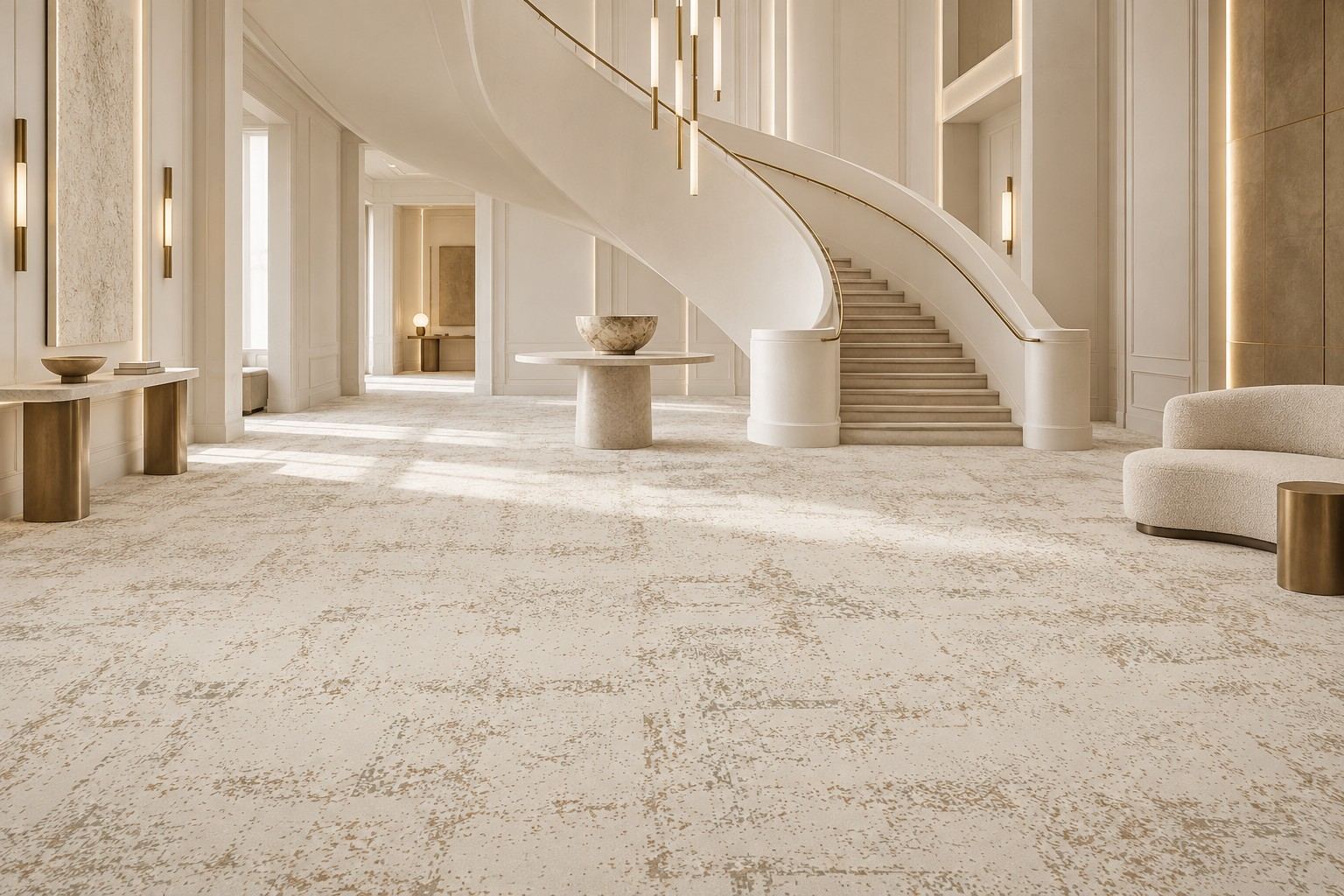 Ashlar rug by ligea in Alabaster, lobby visualisation