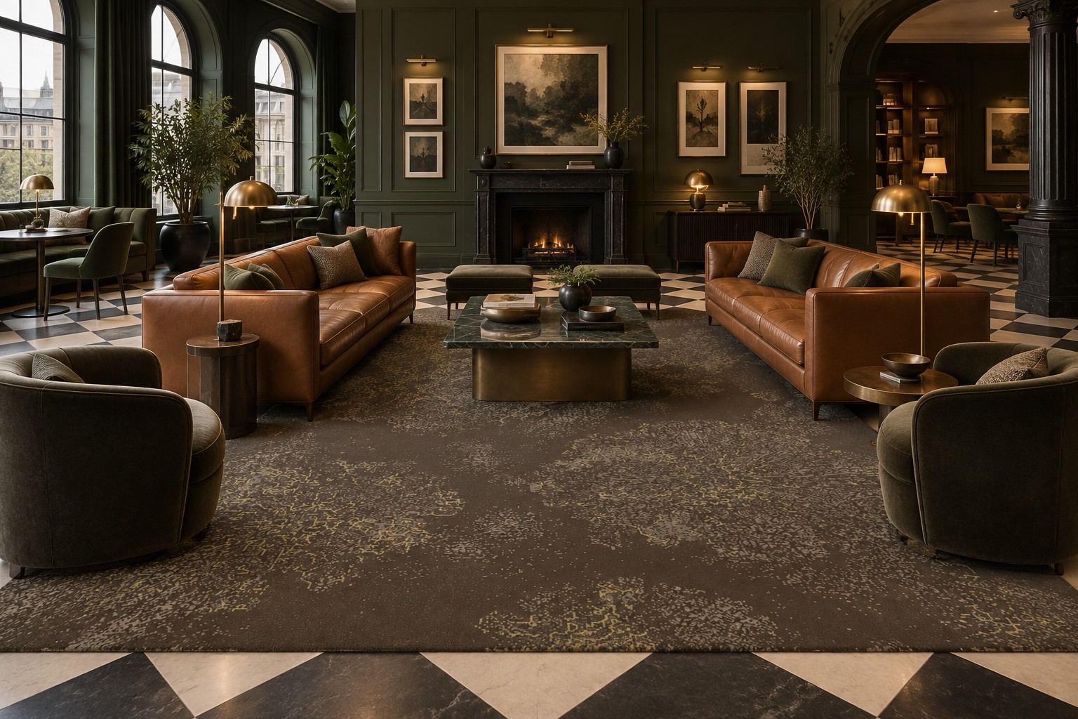 Lichen rug by ligea in Umbra, lobby visualisation