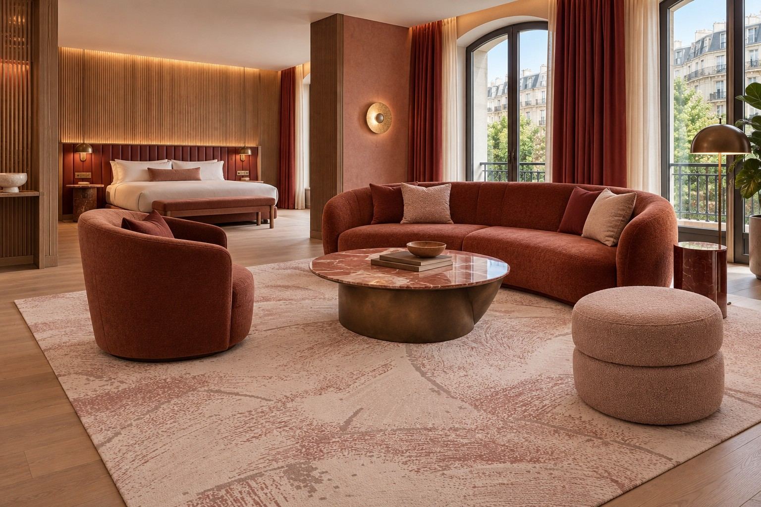 Plume rug by ligea, lobby visualisation