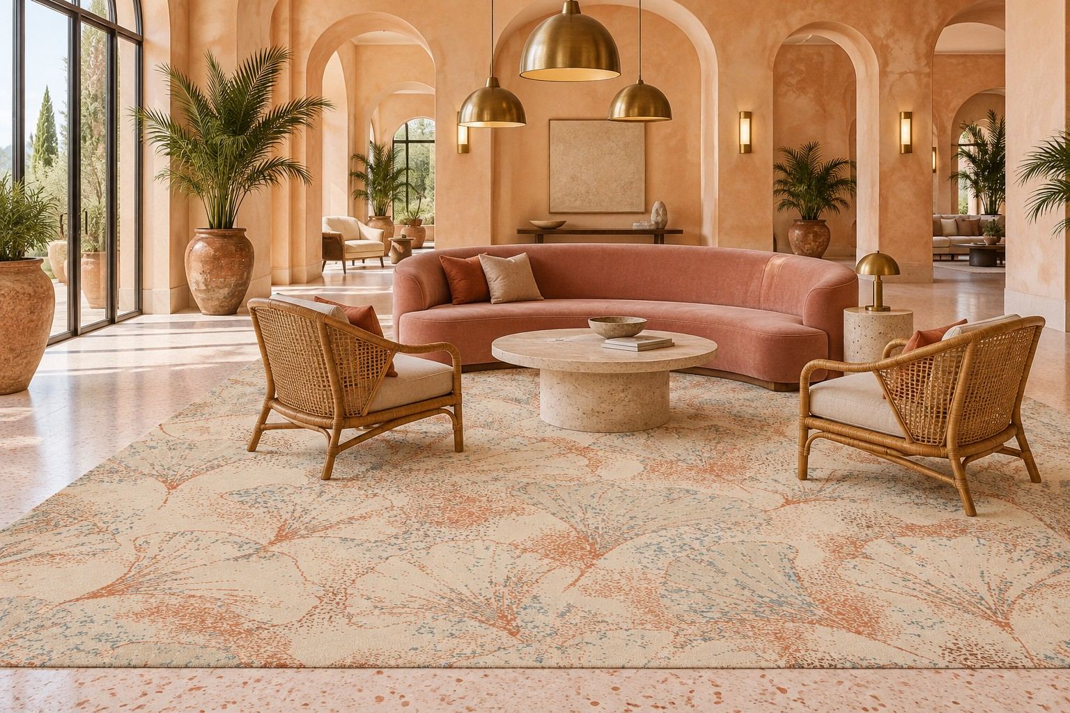 Fan rug by ligea, lobby visualisation