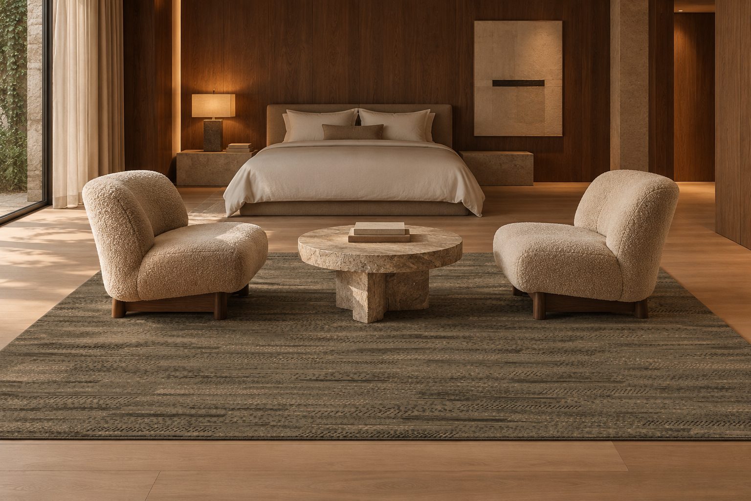 Teppich Stitch von ligea in Tar, Visualisierung Guest room