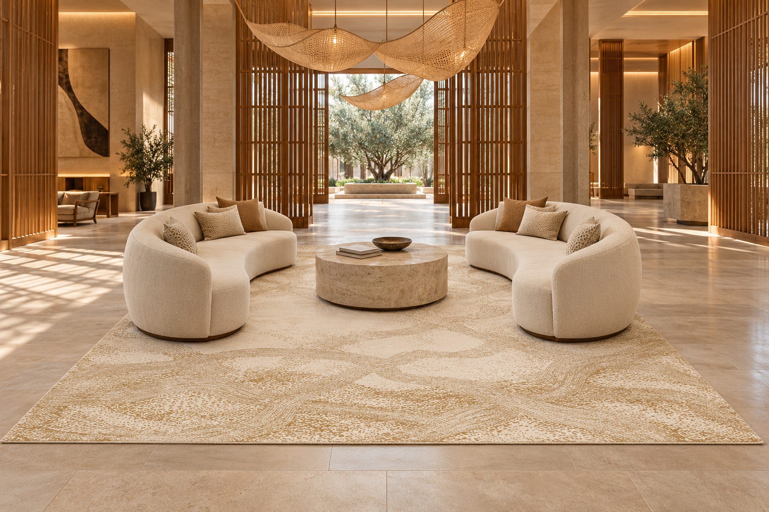 Teppich Moss von ligea in Curry, Visualisierung Lobby